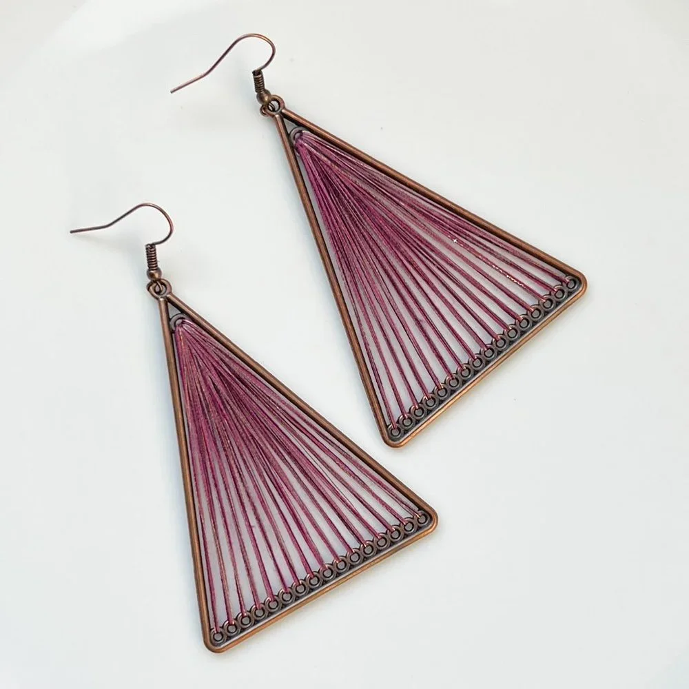 NEW "Giza" Triangle Earrings (Purple) - Picture 1 of 4